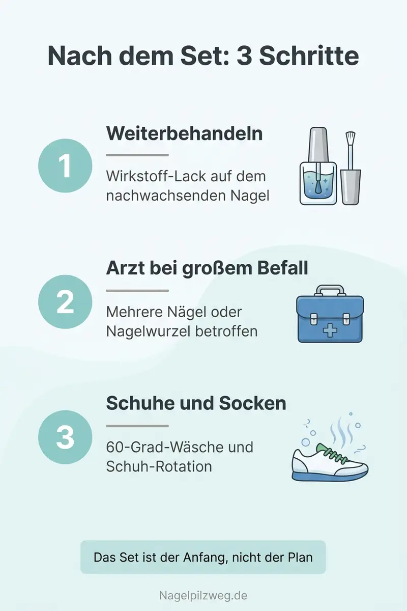 Infografik: Drei Schritte nach dem Nagelset gegen den Rückfall