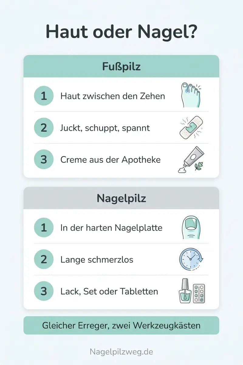 Infografik: Fußpilz und Nagelpilz im direkten Vergleich