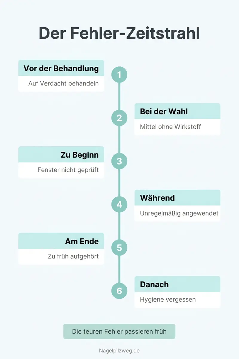 Infografik: Der Fehler-Zeitstrahl von der Diagnose bis nach der Behandlung