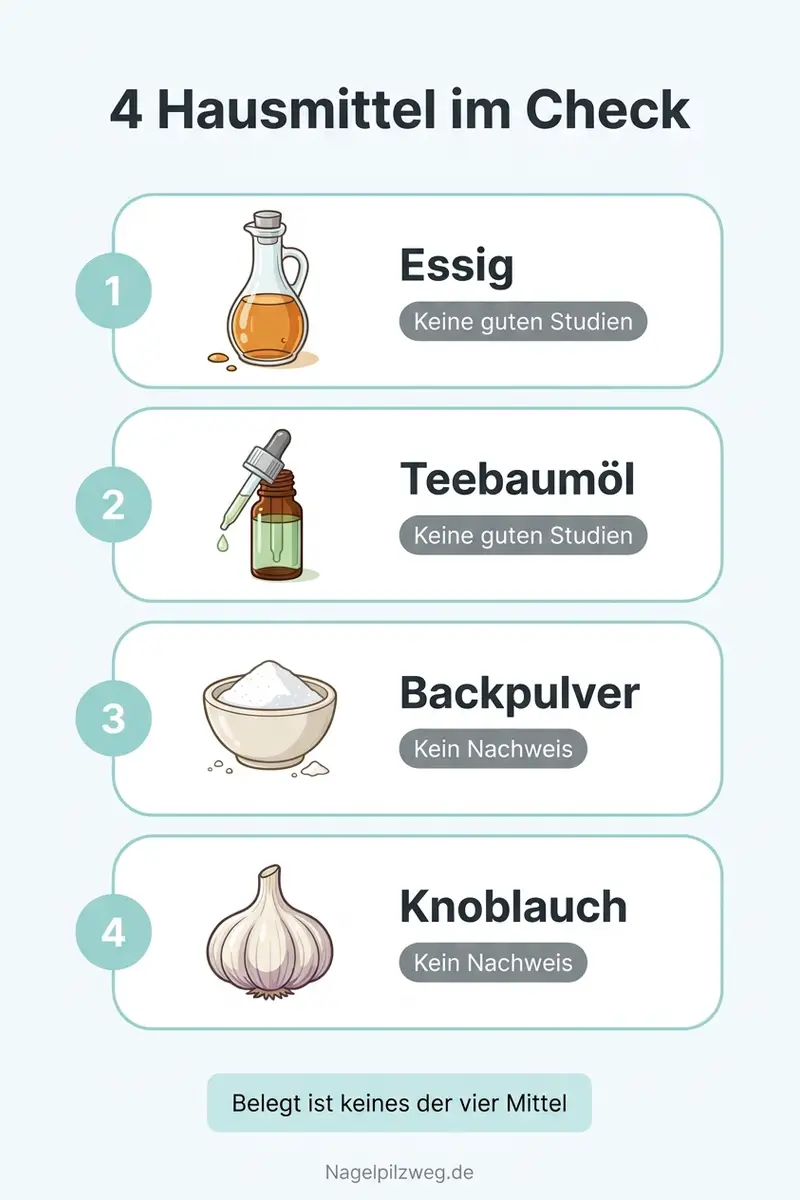 Infografik: Vier Hausmittel und ihre Studienlage im Überblick