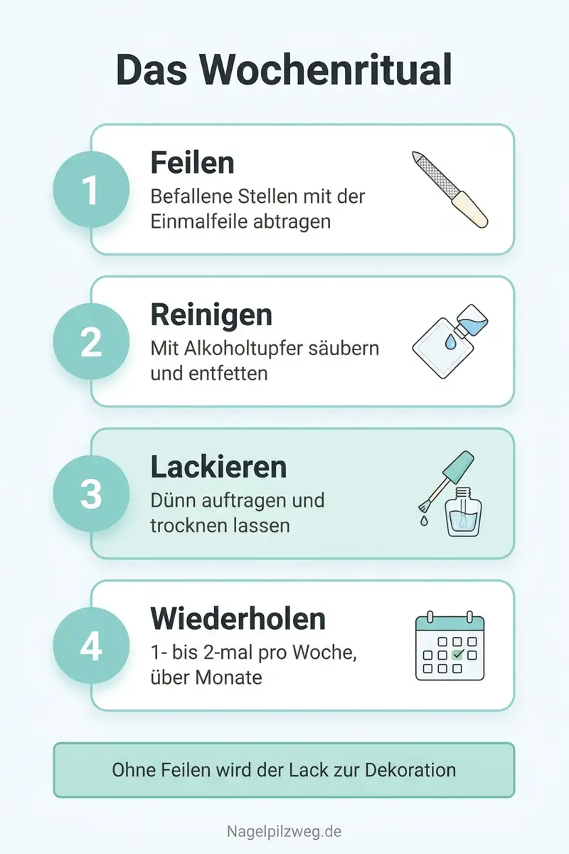Infografik: Das wöchentliche Loceryl-Ritual in vier Schritten