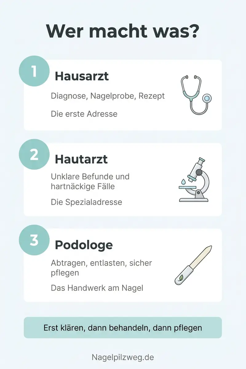 Infografik: Die Drei-Rollen-Regel bei Nagelpilz