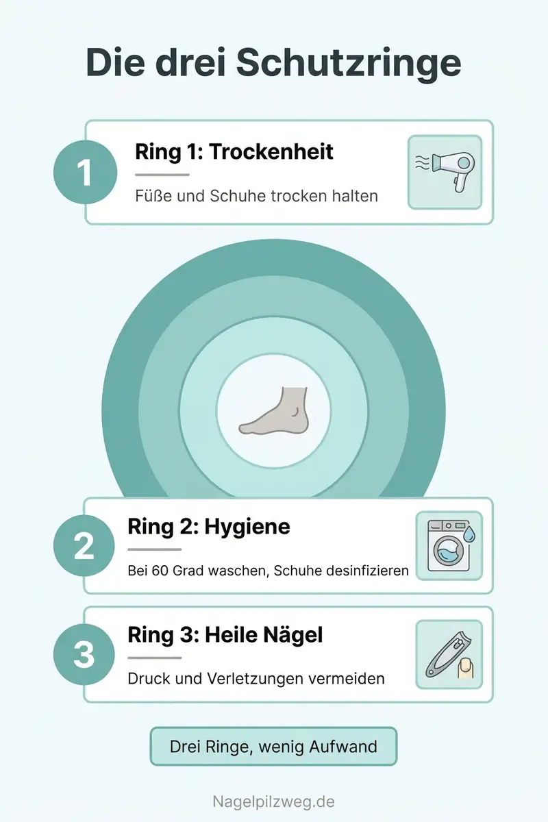 Infografik: Die drei Schutzringe gegen Nagelpilz